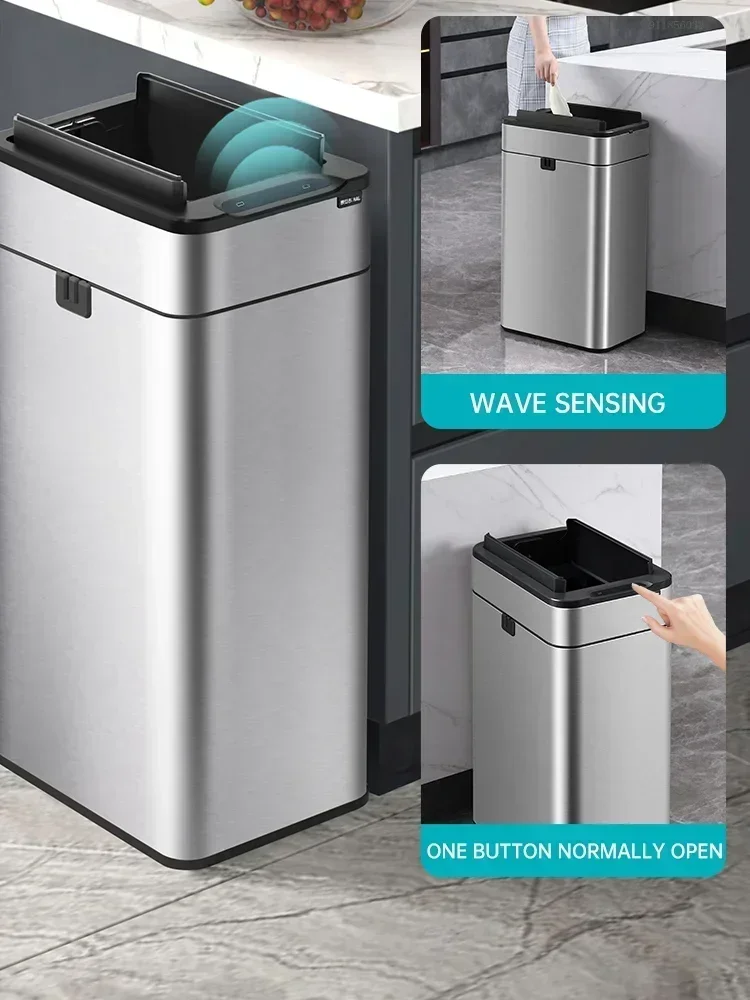 Intelligent Induction Trash Can Home With Lid Toilet Kitchen Smart Large Capacity Living Room Automatic Packing Trash Bin