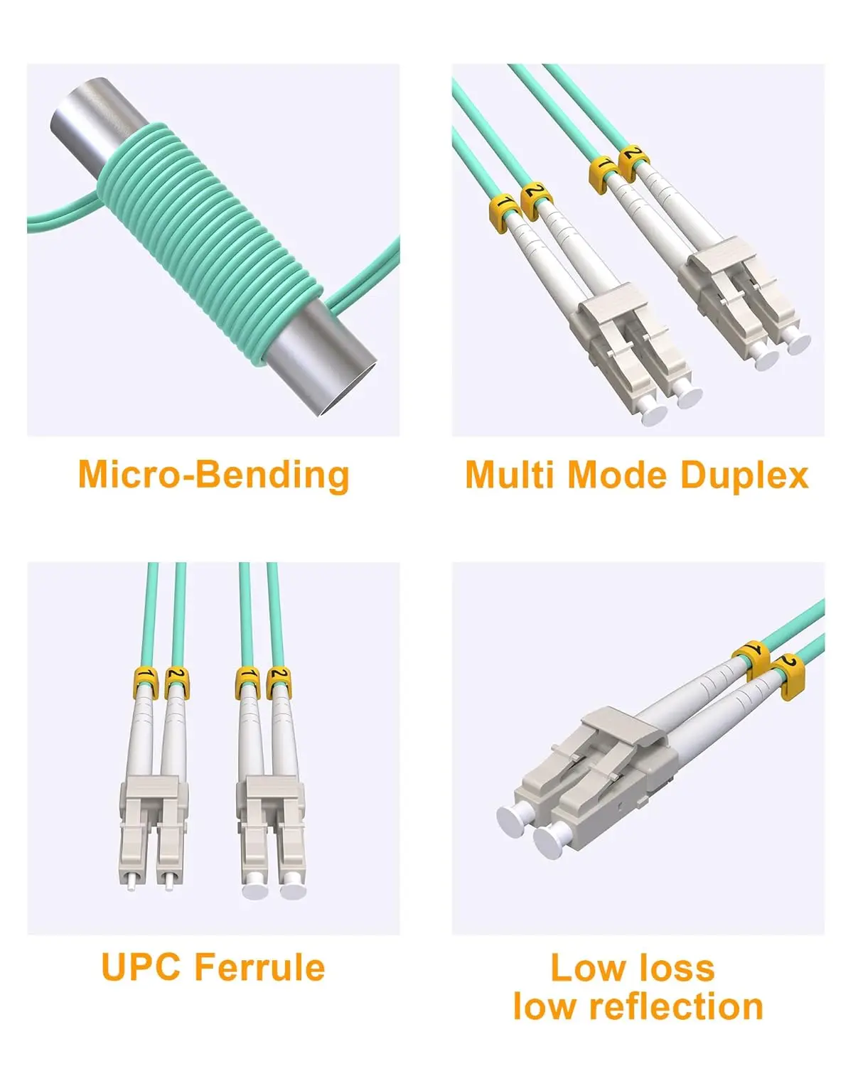 Vandesail OM3 LC-LC Duplex Fiber Patch Cable 10G Internet Multimode SFP LSZH Jacket 0.2m/0.5m/1m/2m/3m/5m7m 5 Piece,fiber optic cable