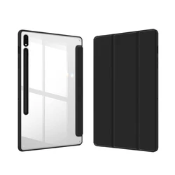 Clear Back Protective Case with Pencil Holder for Samsung Galaxy Tab S Series and Tab A Series Tablets (Black)