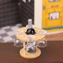 Miniature Red Wine Glass Rack and Goblet Set - Dollhouse Furniture Decor Accessory (A2)