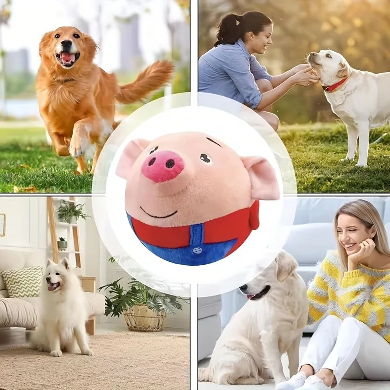Interactive Cartoon Pig Plush Toy With Music  Talking Bouncing Ball - USB Rechargeable Washable Suitable For All Dog  and Cat 2