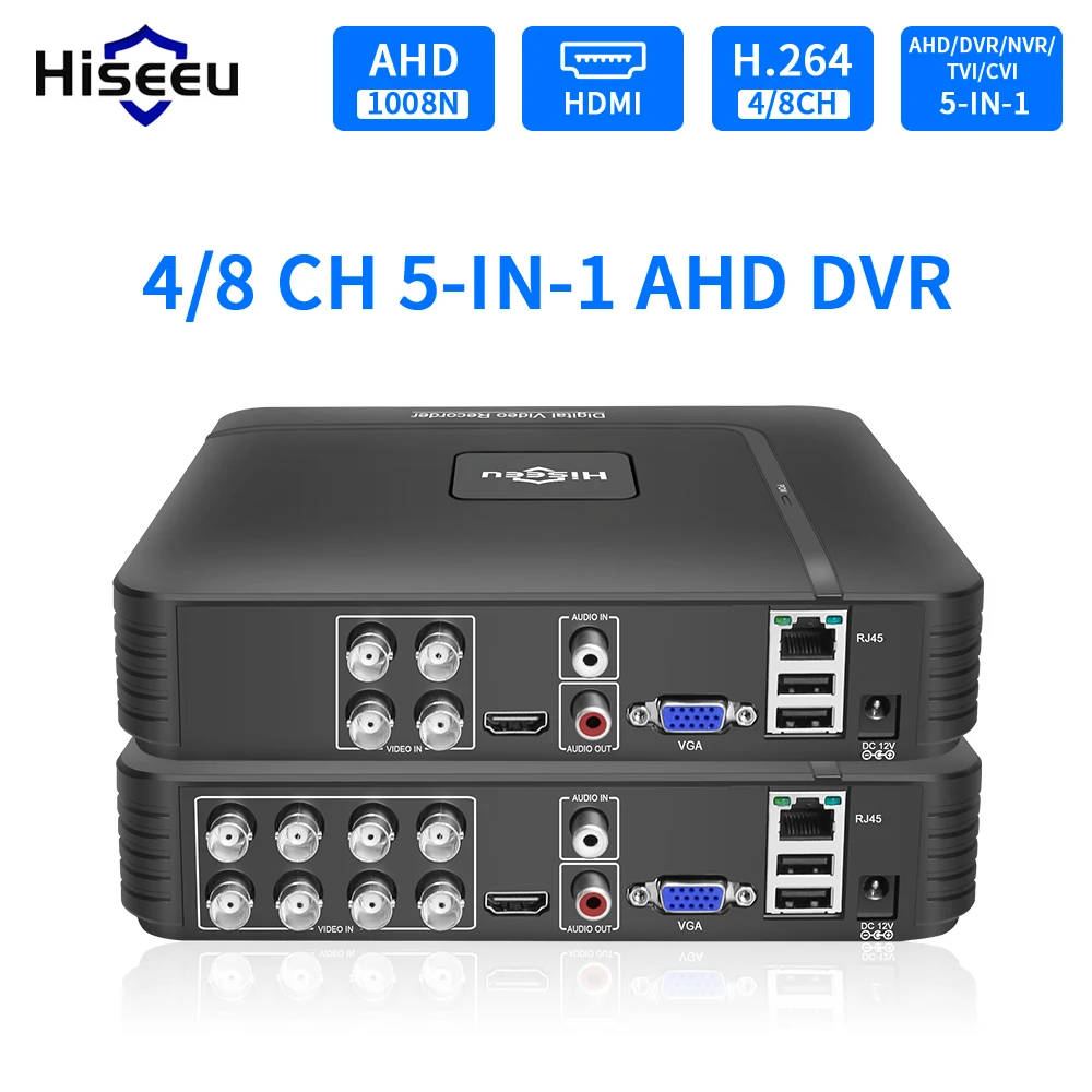 Hiseeu Mini 5 In 1 Cctv Dvr 4Ch 1080N Tvi Cvi Ahd Cvbs Telecamera Ip Videoregistratore Digitale 8Ch 2Mp Ahd Dvr Per Telecamera Cctv Onvif