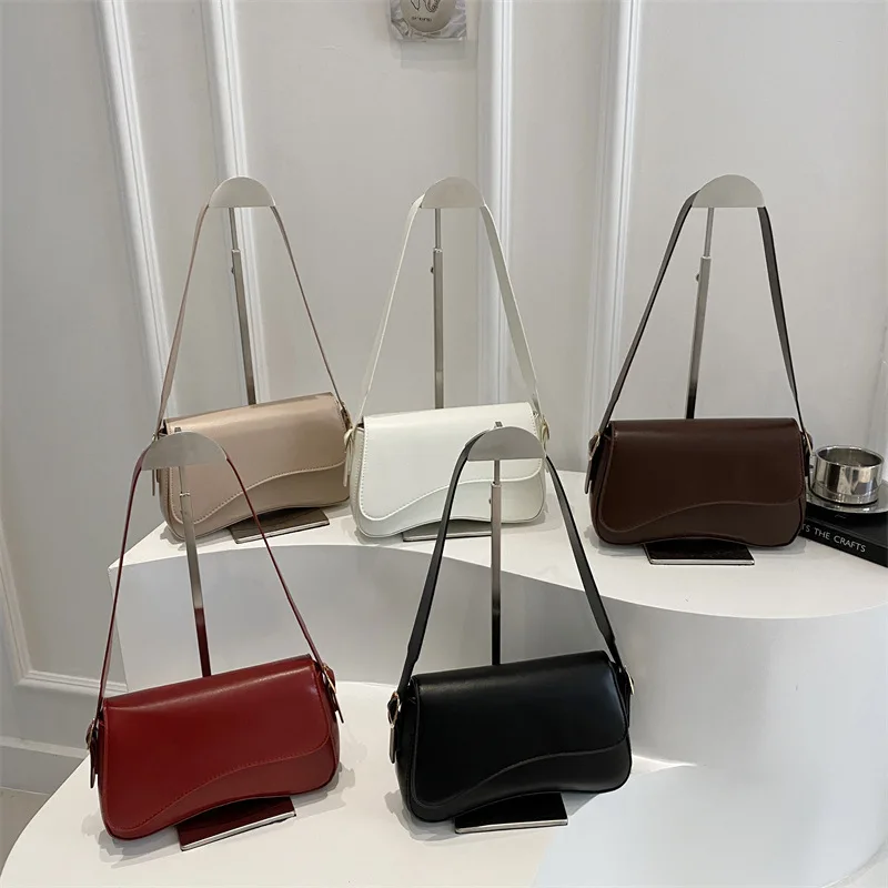 Borsa sotto le ascelle da donna, tinta unita 2025 Borsa a tracolla singola dal nuovo design alla moda, borse quadrate piccole con temperamento - immagine 3