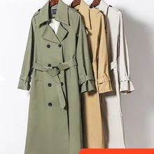 Toppies 2022 primavera longo trench coat feminino duplo breasted fino trench coat outwear moda blusão