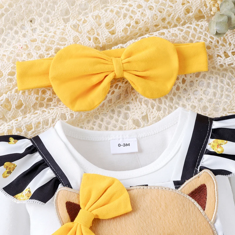 

Baby Girl Animal Outfits Long Sleeve Romper Animal Suspender Skirt Headband Set Infant Baby Clothes Dresses Fall
