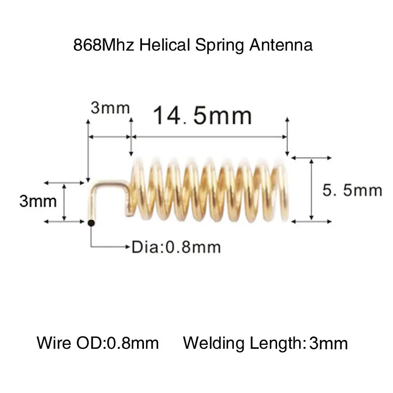Single Frequency Spring Antenna 868Mhz 3dbi Copper Lot Spiral Coil PCB Board Solder