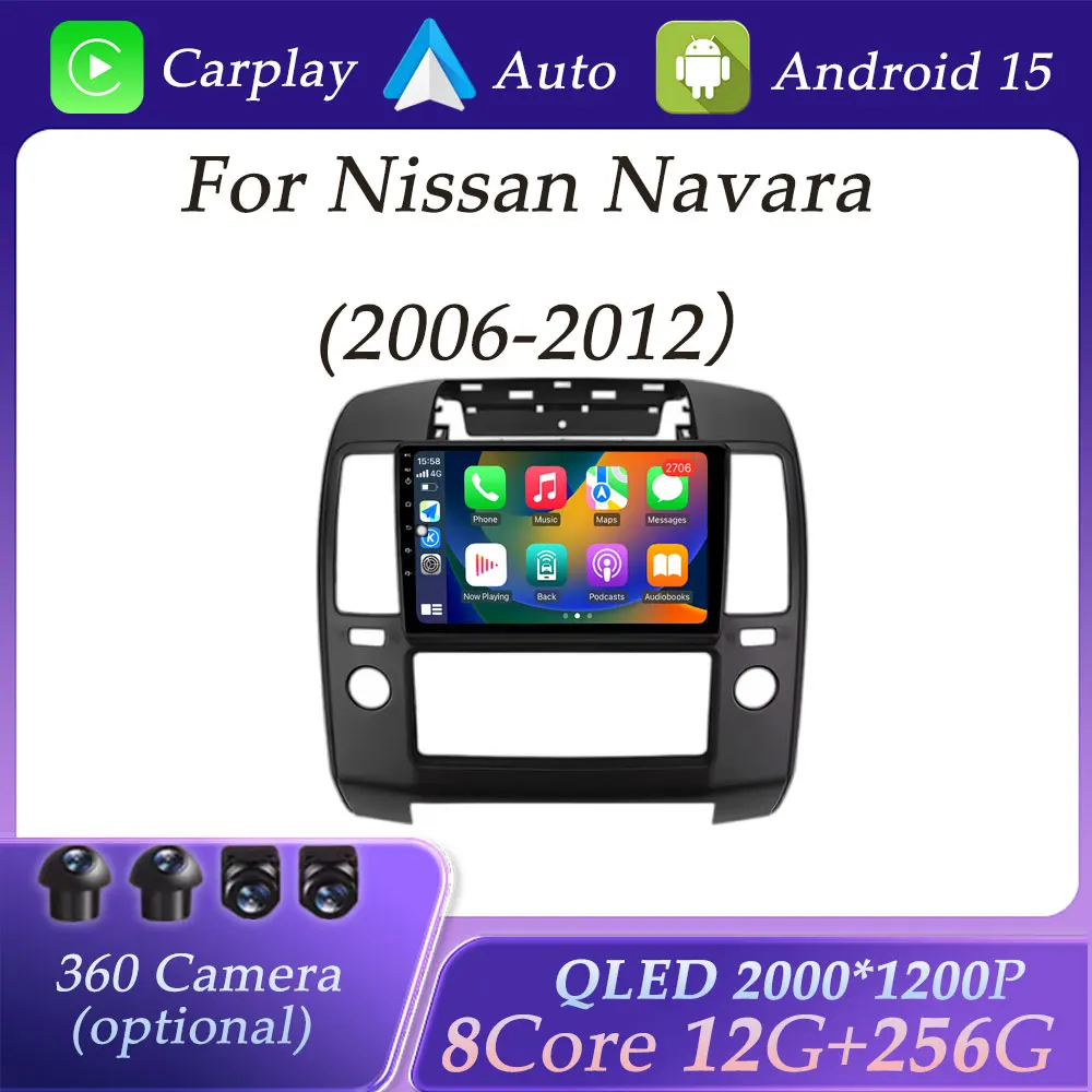 Navigazione GPS per Nissan Navara 2006 - 2012 CarPlay Autoradio Video Audio Lettore multimediale DSP Stereo Bluetooth QLED Schermo