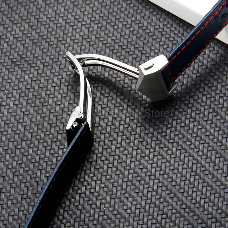 High-Quality 22mm Genuine Cowhide Leather Watchband - Elastic, Comfortable, Sweatproof Strap