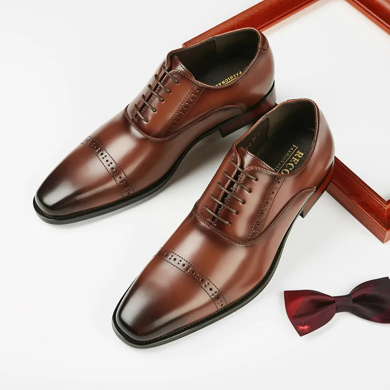 Men Brogues Shoes New Spring High Quality Leather Formal Shoes Classic Business Wedding Sytle Groomsman Mens Dress