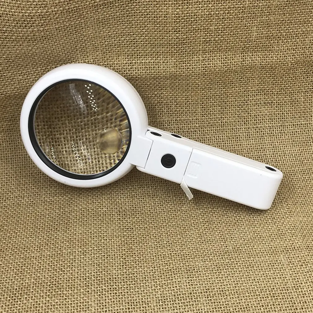 3X Folding Lamp Loupe Magnifier Reading Portable Handheld Illuminated  Magnifying Glass with 2 LED Lights for Newspaper - AliExpress