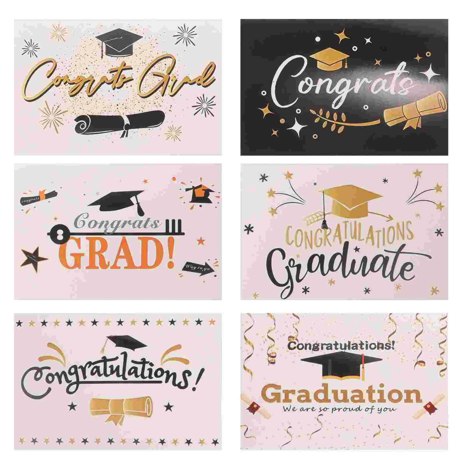 6 Sets Congratulations Card Greeting The Gift Paper Party Inviting Cards Graduation Celebration