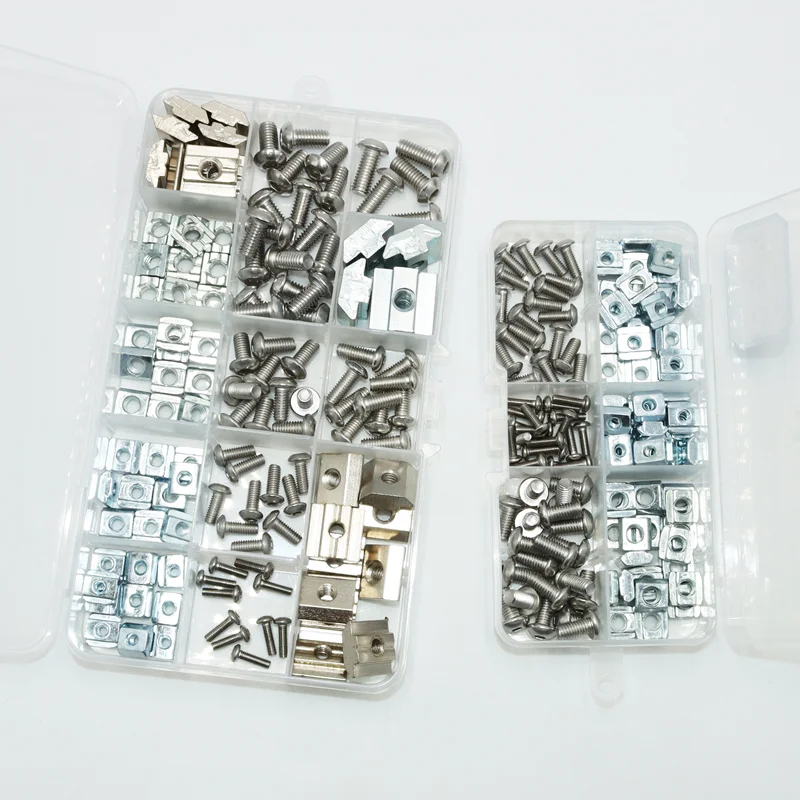 T-Slot Nut and Stainless Steel Hex Socket Screw 20/30/40 Profiles Thread Square Hammer Sliding T-Nut for 3D printer CNC Machines