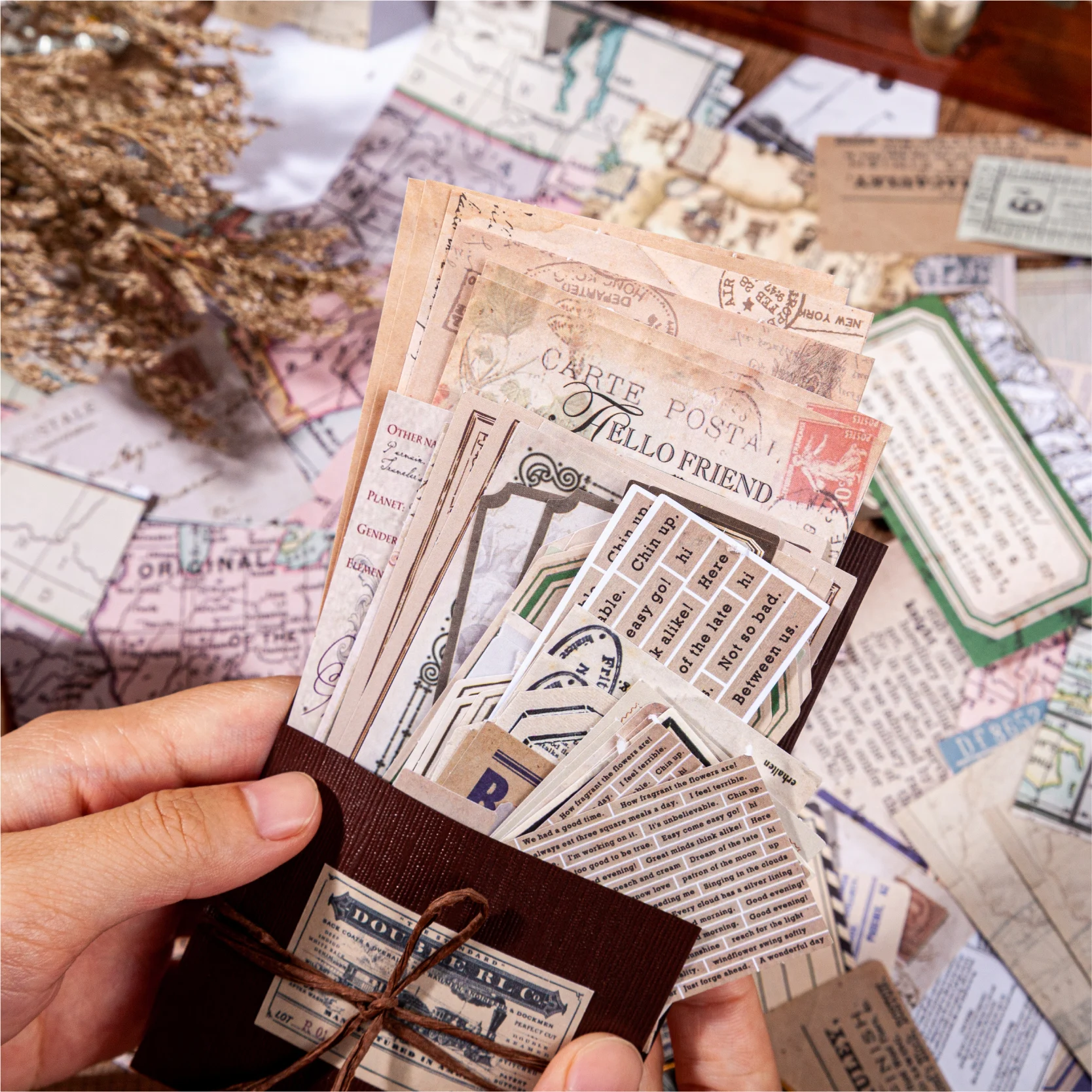 80pcs/pack Classic Retro Memo Material Paper Pack DIY Scrapbook Background Decoration Album Envelope Diary Bookmark Stationery 5