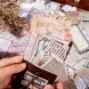 80pcs/pack Classic Retro Memo Material Paper Pack DIY Scrapbook Background Decoration Album Envelope Diary Bookmark Stationery 5