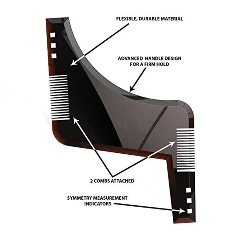 Beard Styling Shaping Template Comb Barber Tool Symmetry Trimming Shaper Stencil Beard Hair Brush Stencil Salon Styling Tools