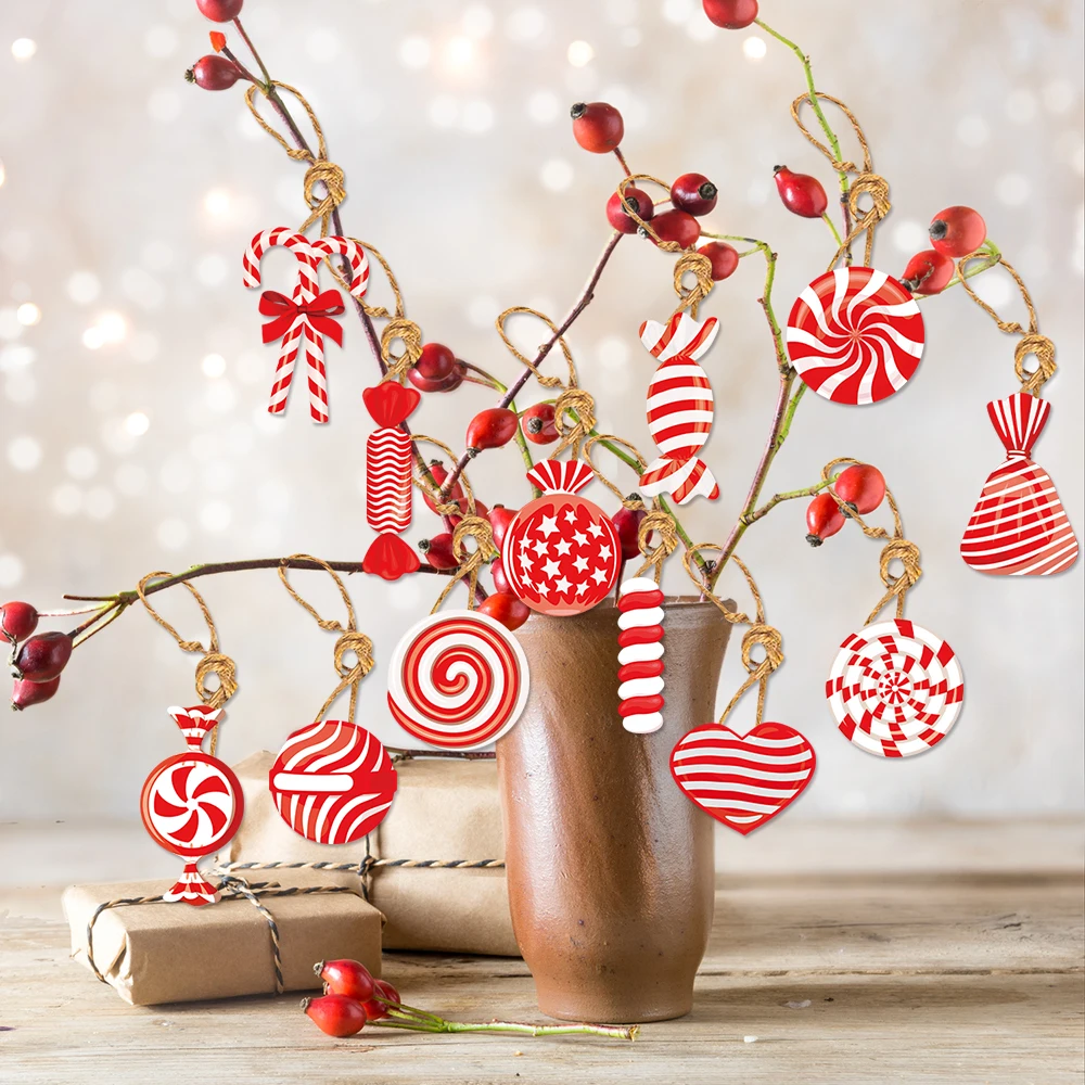 Christmas Gingerbread Man Paper Pendant Christmas Tree Pendant Ornaments Decoration New Year Home Decor 12pcs