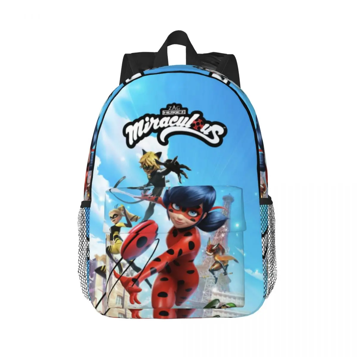 Mochila escolar de gran capacidad de Miraculous similar a Ladybug para niñas, niños y niños, mochila escolar de dibujos animados de 15 pulgadas