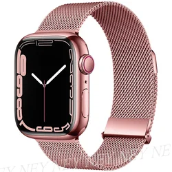 Elegant Metal Milanese Loop Watch Band Strap for 49mm-42mm-44mm-45mm (Rose pink 8)