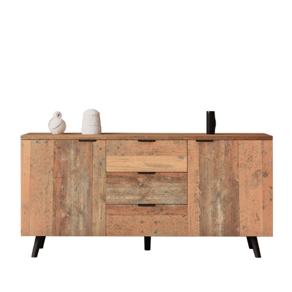 Sideboard-TV-Schrank mit verstellbaren Regalen, vertikaler Schrank, Aufbewahrungsschrank, drei Schubladen, für Wohnzimmer, Esszimmer – Detail 24