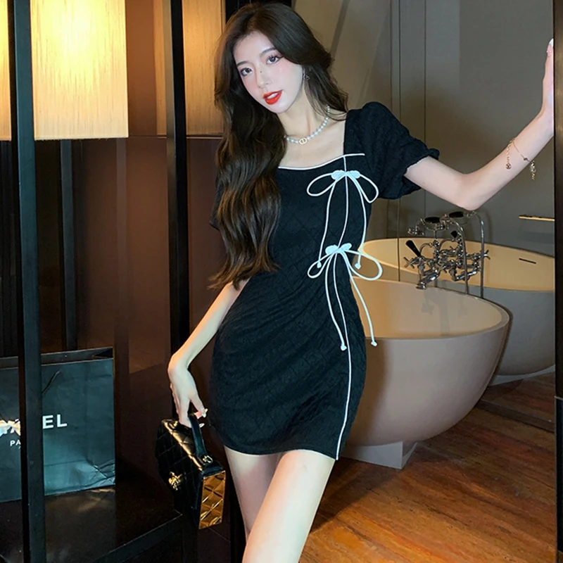 

2023 Summer New Women's Dress Commuting Puff Sleeve Design Slim Waist Free Shipping