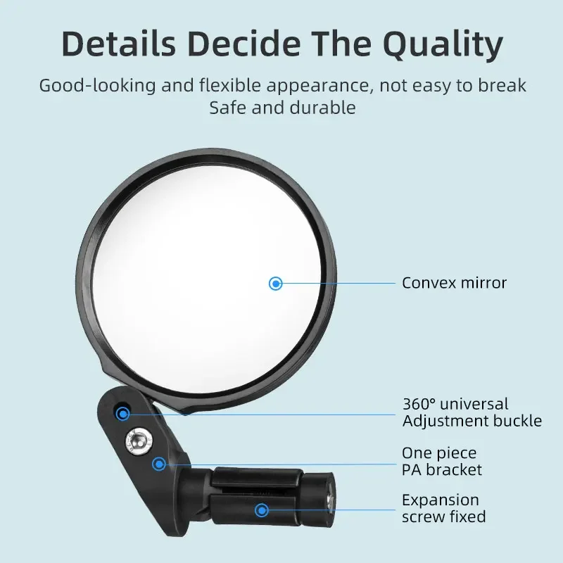 ROCKBROS HD View MTB Road Bike Mirrors 360 Angle Adjustable Handlebar Wide Range Rearview Mirror For Motorcycle Accessories rearview mirror