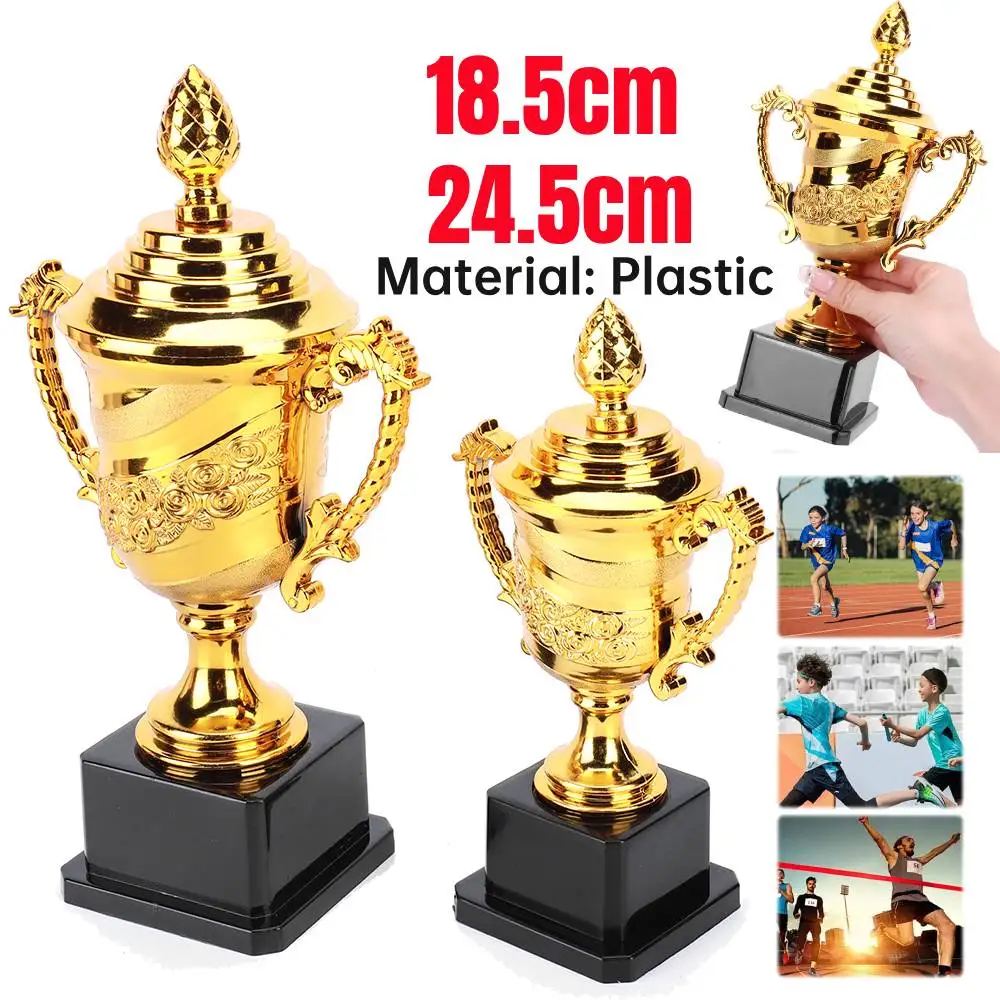 Gold Plastic Reward Trophy Cup Soccer Medals Prize Cup Early Educational Toys Basketball Football Winners Gifts For Game School