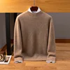 100% Cashmere Sweater Men's First-line ready to wear Semi High neck Knitted Pullover Autumn Winter New Base Sweater Menswear 3