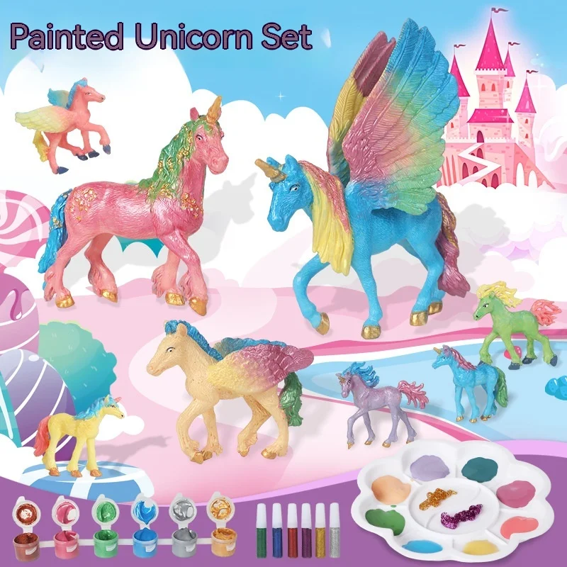 

Diy Watercolor Graffiti Animal Toy 3d Color Painting Unicorn Pegasus Crafts Model Set Kids Birthday Xmas Gift Party Favor