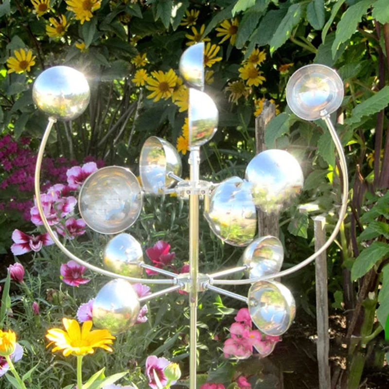 New Magical Metal Windmill 3D Wind Powered Sculpture Lawn Metal