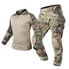 Men Clothing Uniform Tactical Shirts Combat Camo Hunting Shirts Pants Elbow/Knee Pads Suits Cargo Pants Men Wear-resisting 1