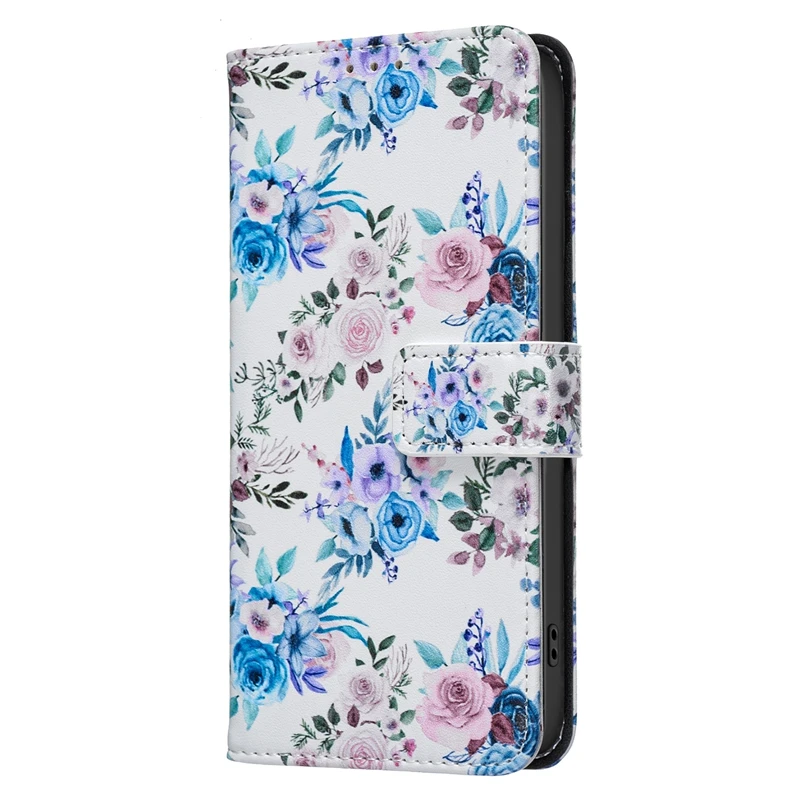 Elegant Leather Flip Wallet Case with Card Holder and Artistic Design