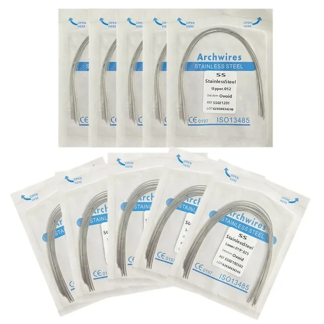 10pack Dental Arch Wires Orthodontic Super Elastic NITI Round Rectangle Archwire Lower/Upper 012/014/016/018/020/16x16/16x22