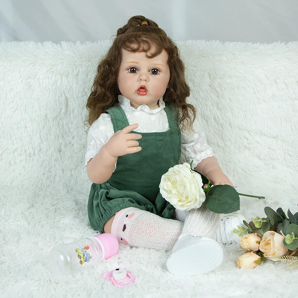 20inch Reborn Toddler Dolls Fat Cute Face Hand-Rooted Fiber Hair Looking  Real Bebes Soft Touch Cuddly Collectible Art Doll with Pacifier