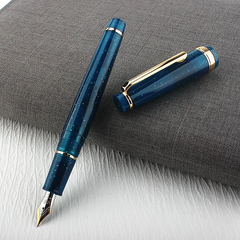 JinHao 82 Fountain Pen Deep Blue Ink Pen Spin Converter Filler EF F M Nib Business
