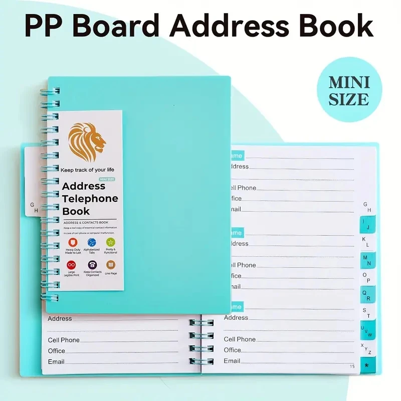 Pocket Address Book with A-Z Tabs for Office School