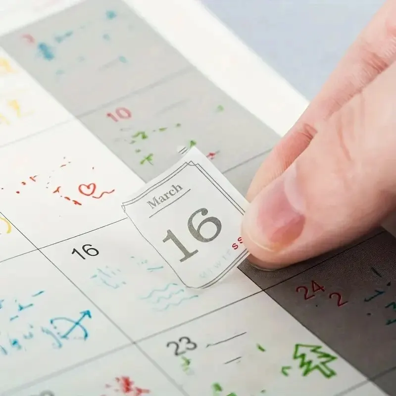 12 pz/pacco 365 Giorni Calendario Adesivi Decorativi Scrapbooking Fai Da Te Etichetta Diario di Cancelleria Album Ufficiale Planner Mese Numero Stic - immagine 3