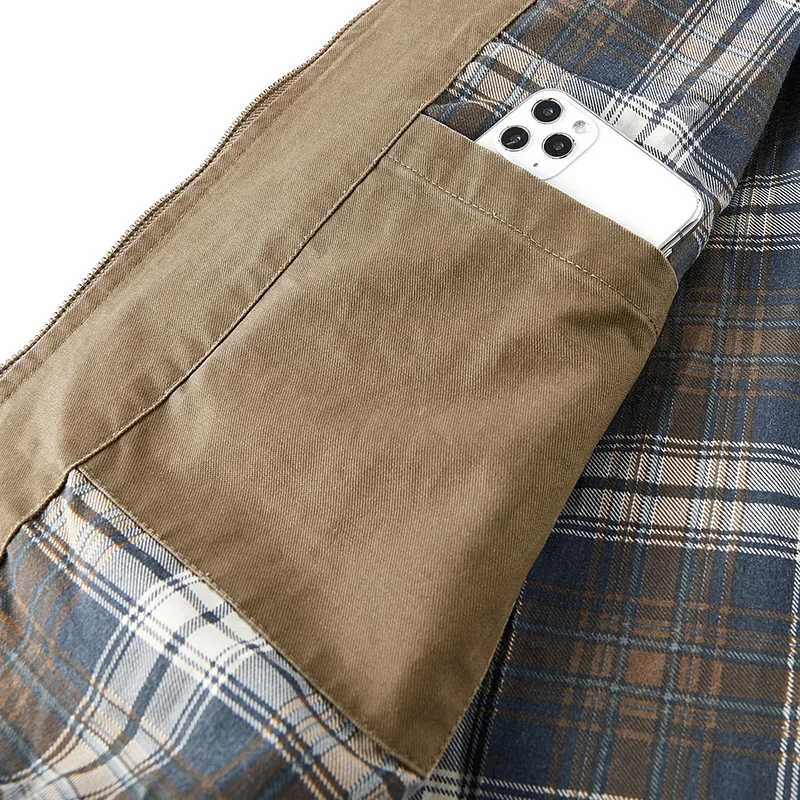 TRAF 2024 Spring Autumn Men's Washed Jacket Jacket Multi-Pocket Cotton Stand-Up Collar Cargo Jacket Men's Business Jacket 5