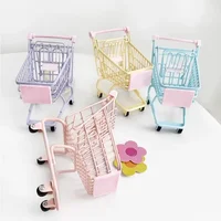 Mini Shopping Cart Simulation Supermarket Handcart Kids Craft Toy Shopping Utility Cart Storage Toy Holder Gifts for Children 1