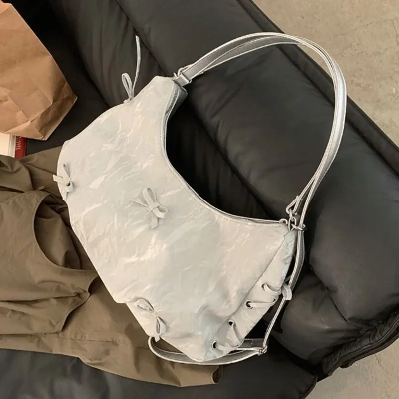 JIAERDI Fairycore Bow Green Y2k Shoulder Bags Women Hot Girls Casual Large Capacity Handbag Ladies Sweet Cute Backpack Aesthetic