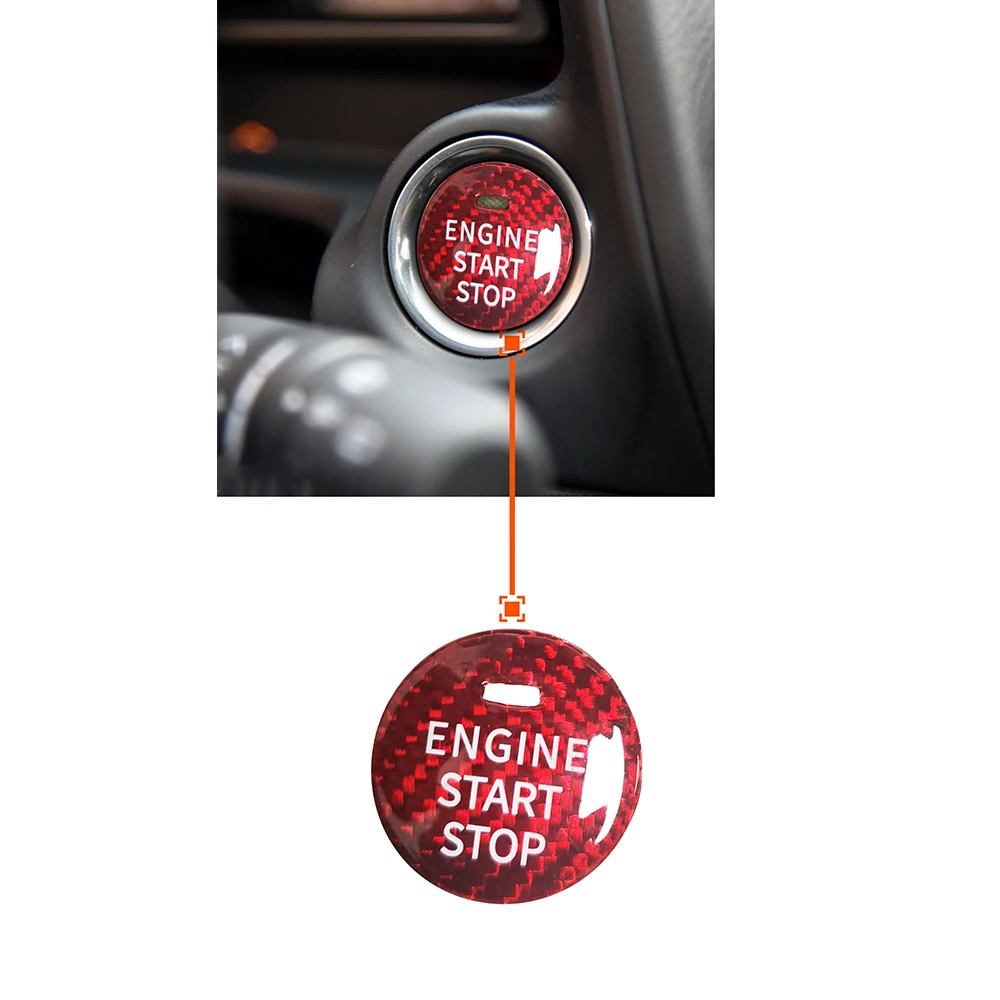 마쓰다 3 6 CX-3 CX-5 CX-9 MX-5 미아타 차량용 키리스 엔진 스타트 스톱 푸시 버튼 커버, 실내 카본 파이버 장식 스티커