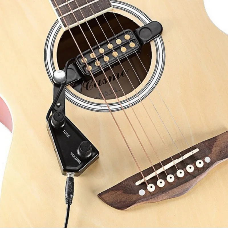 

12-hole Acoustic Guitar Sound Hole Pickup Magnetic Transducer with Tone Volume Controller Audio Cable Guitar Parts Accessories
