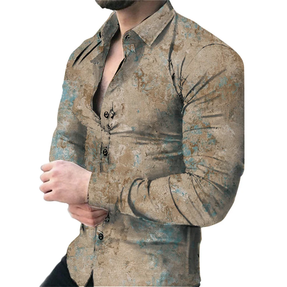 thumbnail image 1 of Camisas florales de anacardo para hombre, cárdigan de solapa con estampado 3D, sección delgada, camisa delgada, Y2k, manga larga con botón, primavera de 2024, 1 of 5