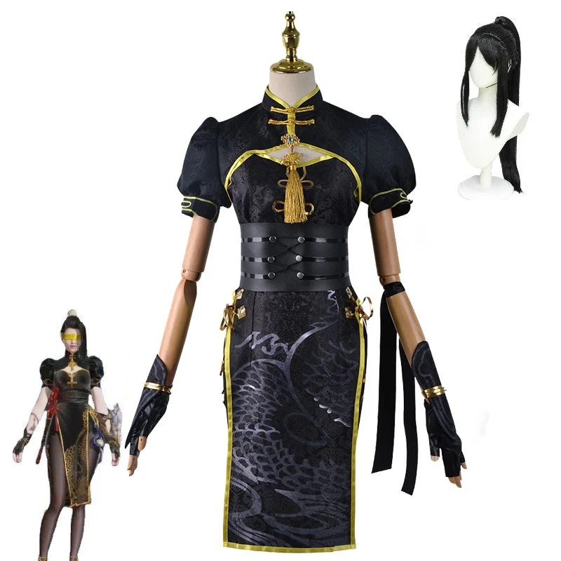 

Viper Ning Cosplay Costume Game Naraka: Bladepoint Halloween Sexy Woman Anime Hongye Shawl Dragon Cheongsam Suit Wig