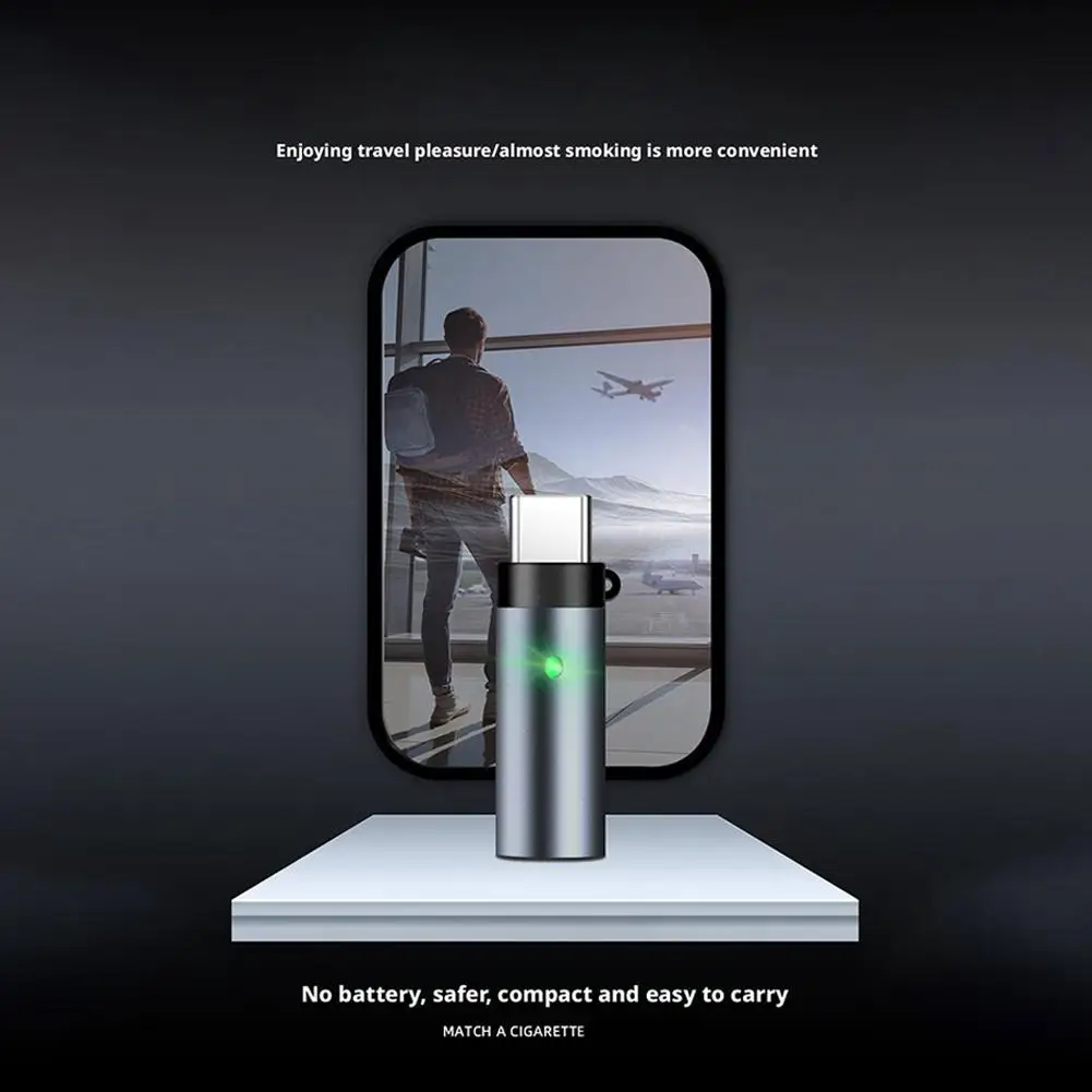 USB-C wiederaufladbares Mini-Lichtbogenfeuerzeug, winddicht und energiesparend, tragbares elektrisches Feuerzeug für Camping im Freien, Auto, Kerze – Detail 13