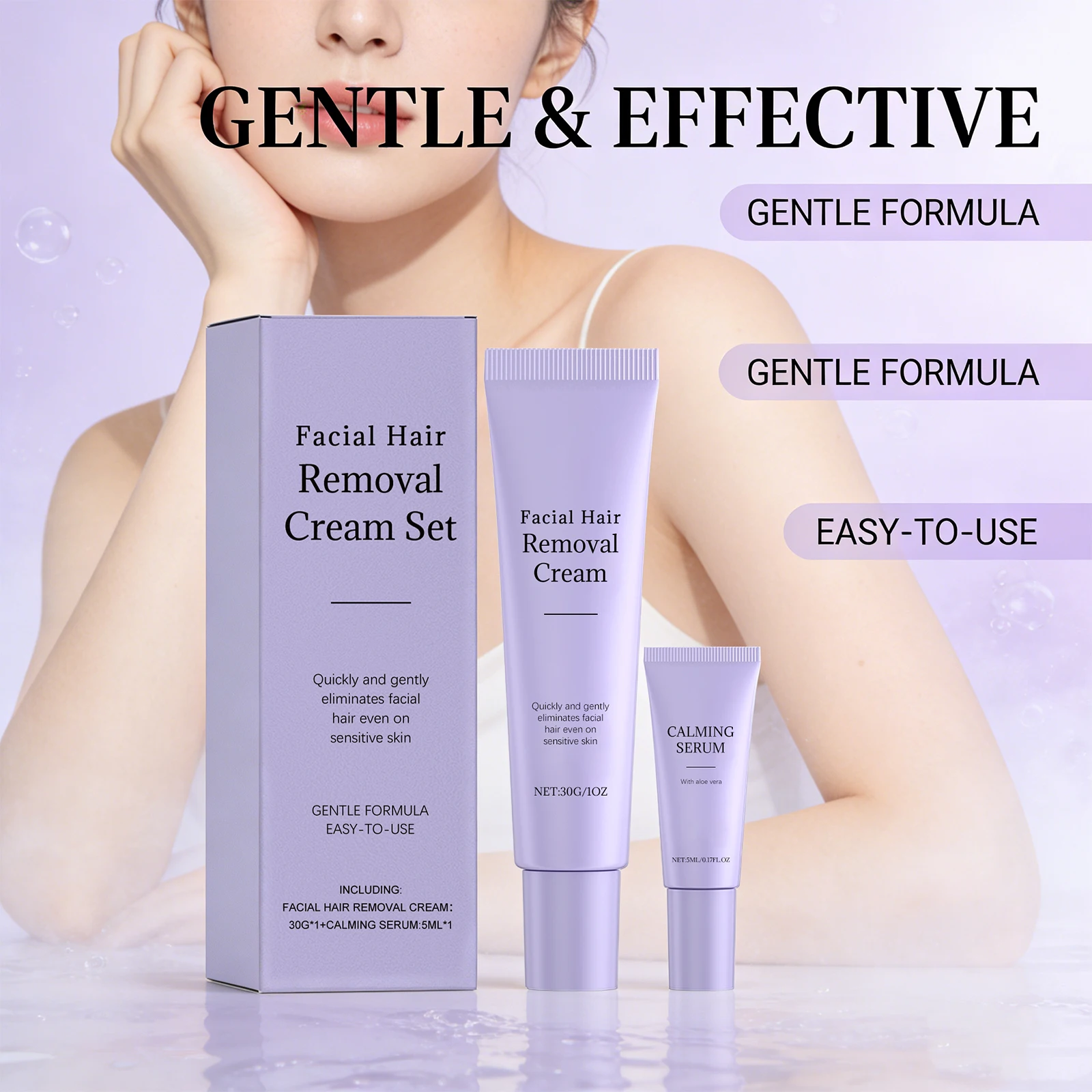 Facial Hair Removal Cream Set Painless Hair Removal Gentle And Non-irritating Remove Mustache Smoothing Moisturizing Face Care_voghion.com