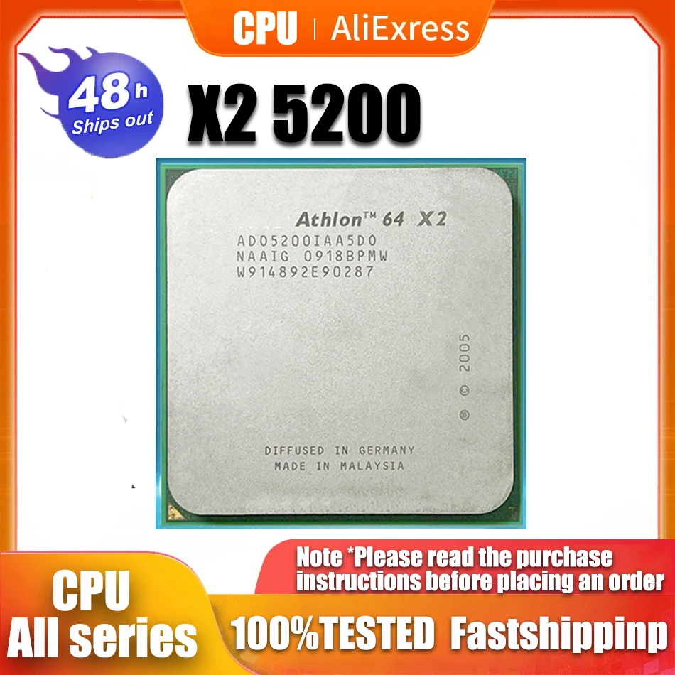 Amd X2 5200 Athlon 64 X2 5200 + 2.7 Ghz Processore Cpu Dual-Core Presa Muslimex Am2