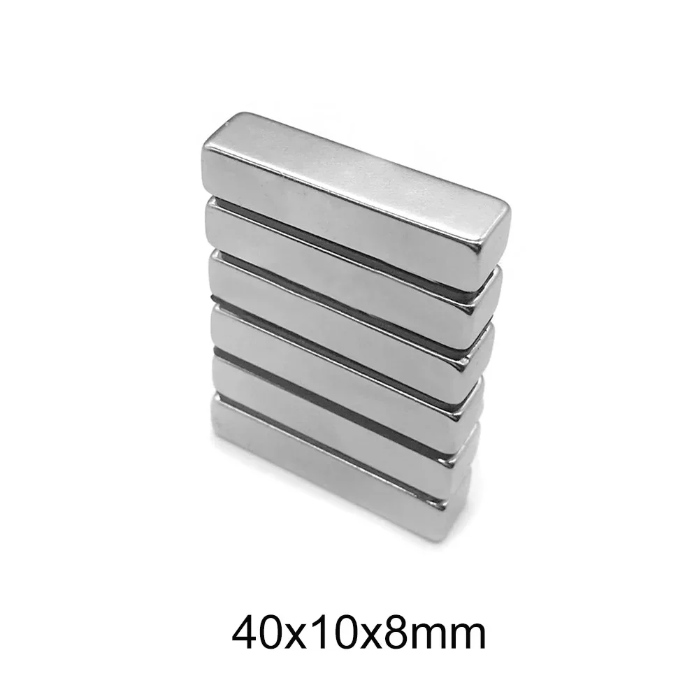 1/2/5/10/20pcs 40x10x8 Block Strong Neodymium Magnet 40*10*8 Permanent Magnet sheet 40x10x8mm Search Magnets N35 thickness 8mm