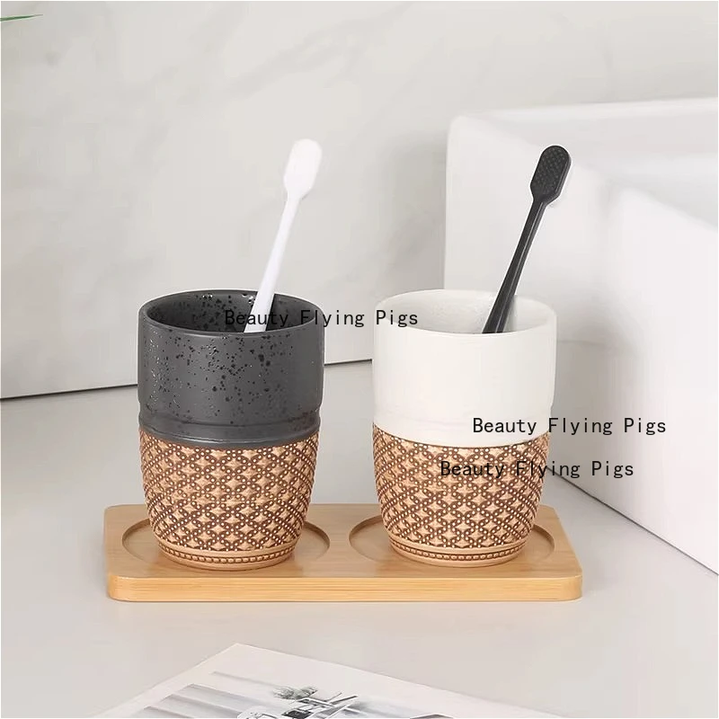 Ceramic Toothbrush Cup For Bathroom Durable Wash Cup Home Decor_voghion.com