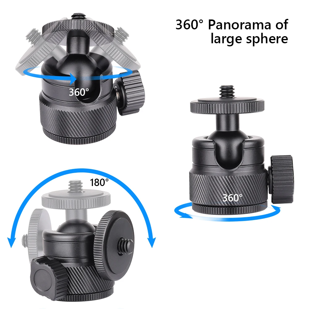 ARTCISE Low Profile Double-U CNC Aluminum Small Ballhead TH01 with 1/4" Hotshoe for Digital Cameras, Mini SLRs, Max Load 3kg
