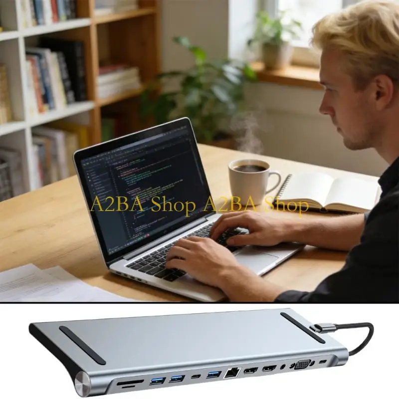A2BA USB C 도킹 스테이션 4K 30Hz HDTV 멀티포트 어댑터 도킹 스테이션 USB3.0 USB2.0